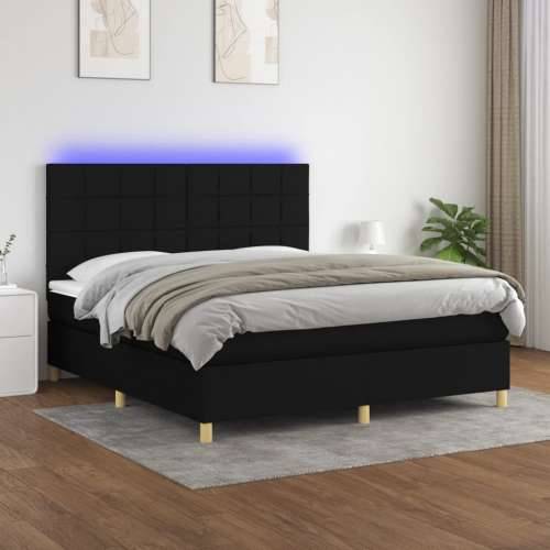 Krevet box spring s madracem LED crni 180x200 cm od tkanine - Crna 180 x 200 cm Blok s kvadratima Cijena