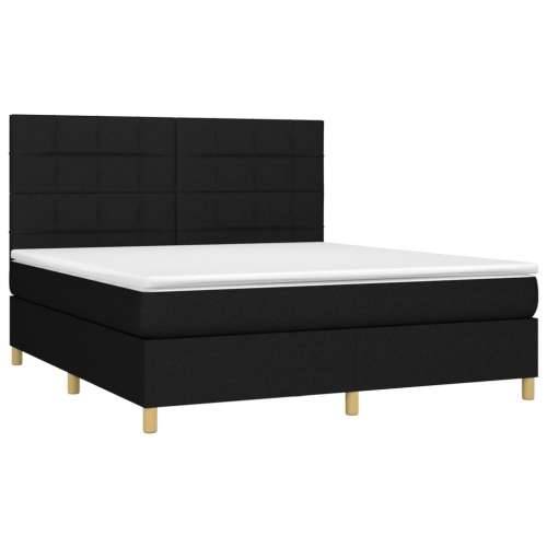Krevet box spring s madracem LED crni 180x200 cm od tkanine - Crna 180 x 200 cm Blok s kvadratima Cijena