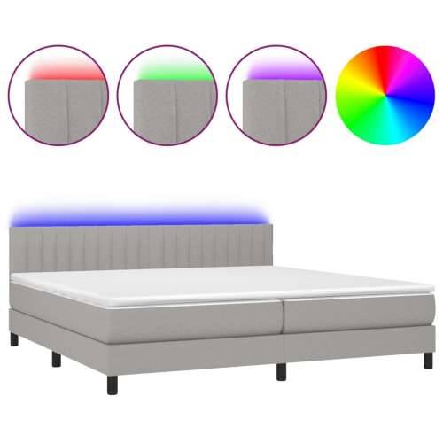 Krevet box spring s madracem LED svjetlosivi 200x200 cm tkanina - Svjetlosiva 200 x 200 cm Okomite pruge Cijena
