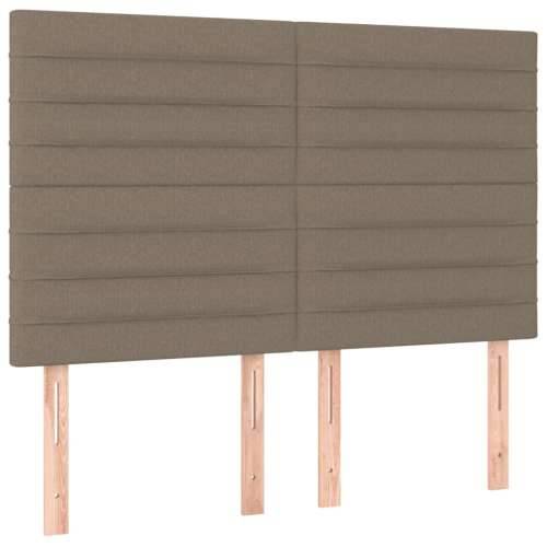 Krevet box spring s madracem LED smeđesivi 140x200 cm tkanina - Sivo-smeđa 140 x 200 cm vodoravne pruge Cijena