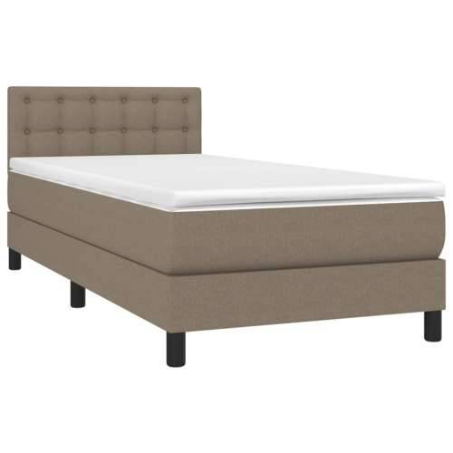 Krevet box spring s madracem LED smeđesivi 100x200 cm tkanina - Sivo-smeđa 100 x 200 cm gumbi Cijena
