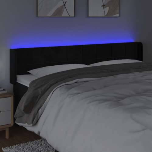 LED uzglavlje crno 163x16x78/88 cm baršunasto - Crna 163 x 16 x 78/88 cm 1 Cijena