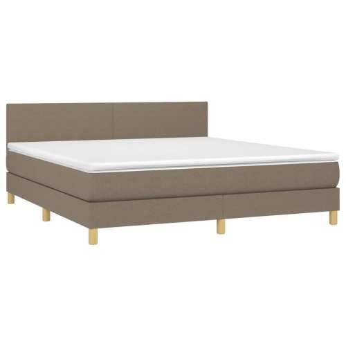 Krevet box spring s madracem LED smeđesivi 160x200 cm tkanina - Sivo-smeđa 160 x 200 cm Gladak dizajn Cijena