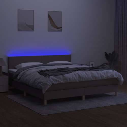 Krevet box spring s madracem LED smeđesivi 160x200 cm tkanina - Sivo-smeđa 160 x 200 cm Gladak dizajn Cijena