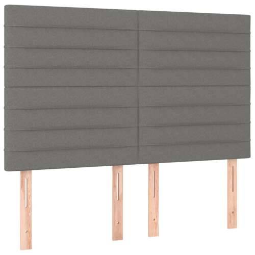 Krevet box spring s madracem LED tamnosivi 140x190 cm tkanina - Tamno siva 140 x 190 cm vodoravne pruge Cijena