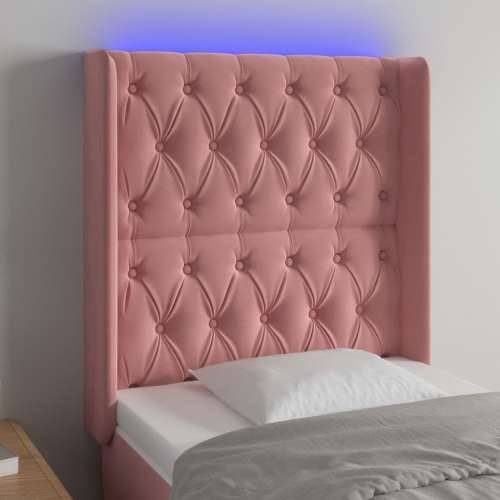 LED uzglavlje ružičasto 83x16x118/128 cm baršunasto  - Ružičasta 83 x 16 x 118/128 cm 1 Cijena