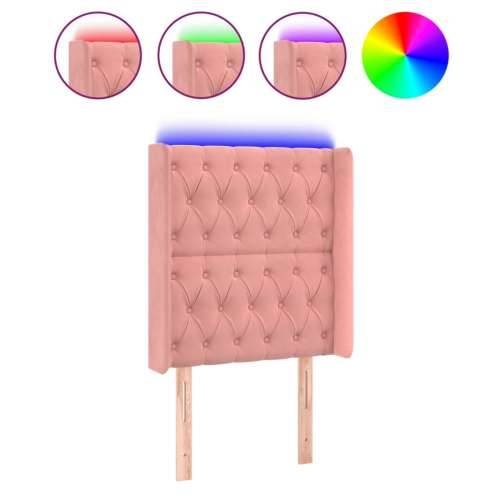 LED uzglavlje ružičasto 83x16x118/128 cm baršunasto  - Ružičasta 83 x 16 x 118/128 cm 1 Cijena