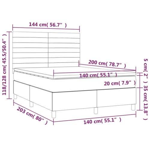 Krevet box spring s madracem LED tamnosmeđi 140x200 cm tkanina Cijena