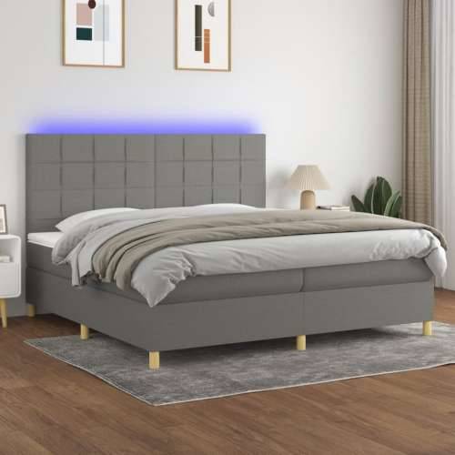 Krevet box spring s madracem LED tamnosivi 200x200 cm tkanina - Tamno siva 200 x 200 cm Blok s kvadratima Cijena