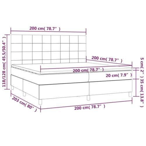 Krevet box spring s madracem LED tamnosivi 200x200 cm tkanina Cijena