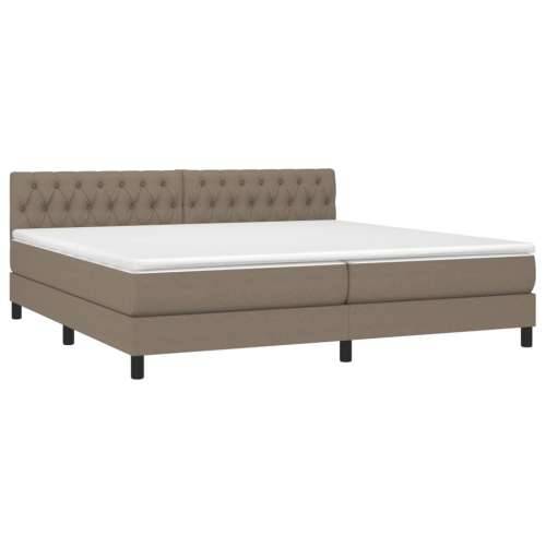 Krevet box spring s madracem LED smeđesivi 200x200 cm tkanina - Sivo-smeđa 200 x 200 cm Dizajn s gumbima Cijena