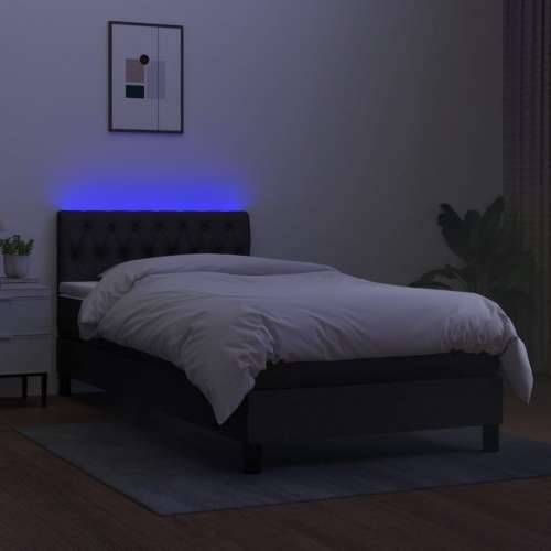 Krevet box spring s madracem LED crni 100x200 cm od tkanine - Crna 100 x 200 cm Dizajn s gumbima Cijena