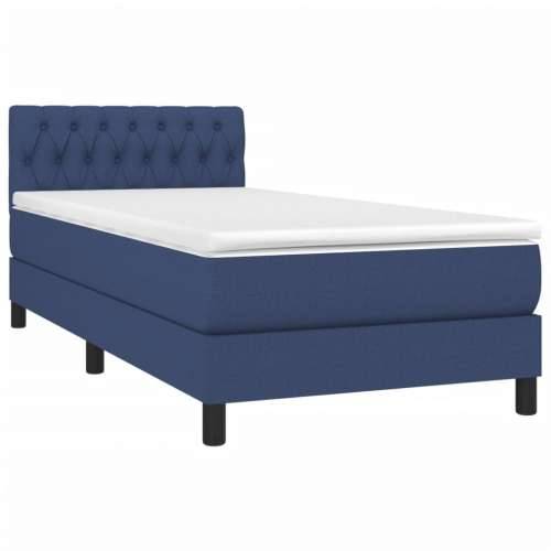 Krevet box spring s madracem LED plavi 100x200 cm od tkanine - Plava 100 x 200 cm Dizajn s gumbima Cijena