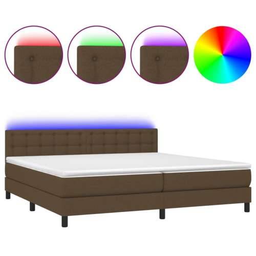Krevet box spring s madracem LED tamnosmeđi 200x200 cm tkanina - Tamno smeđa 200 x 200 cm gumbi Cijena