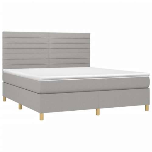 Krevet box spring s madracem LED svjetlosivi 160x200 cm tkanina - Svjetlosiva 160 x 200 cm vodoravne pruge Cijena