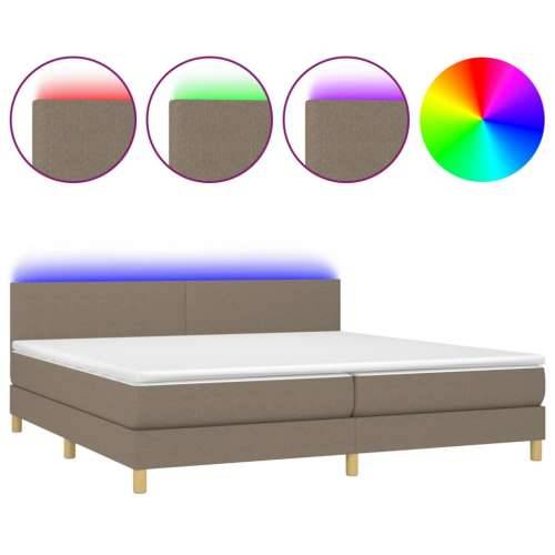 Krevet box spring s madracem LED smeđesivi 200x200 cm tkanina - Sivo-smeđa 200 x 200 cm Gladak dizajn Cijena