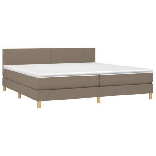 Krevet box spring s madracem LED smeđesivi 200x200 cm tkanina - Sivo-smeđa 200 x 200 cm Gladak dizajn Cijena