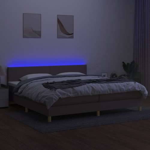 Krevet box spring s madracem LED smeđesivi 200x200 cm tkanina - Sivo-smeđa 200 x 200 cm Gladak dizajn Cijena
