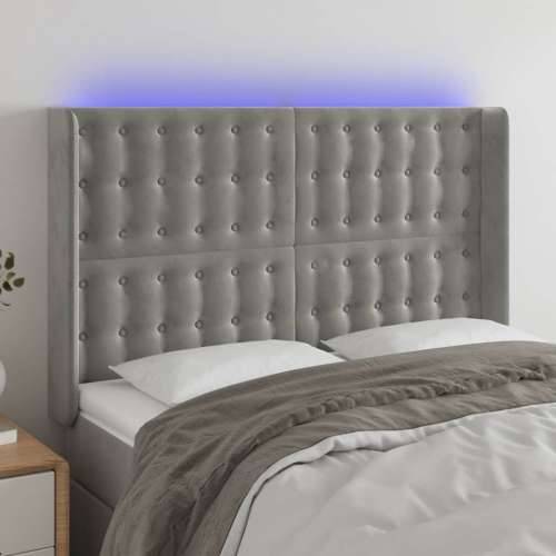 LED uzglavlje svjetlosivo 147 x 16 x 118/128 cm baršunasto - Svjetlosiva 147 x 16 x 118/128 cm 1 Cijena