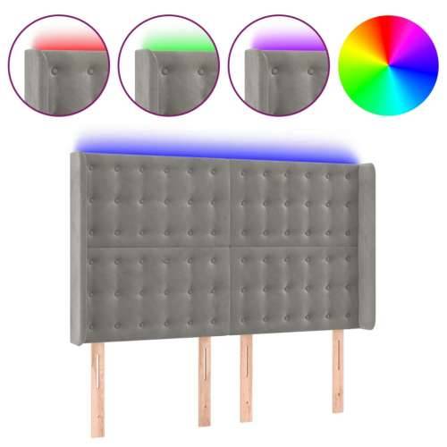LED uzglavlje svjetlosivo 147 x 16 x 118/128 cm baršunasto - Svjetlosiva 147 x 16 x 118/128 cm 1 Cijena