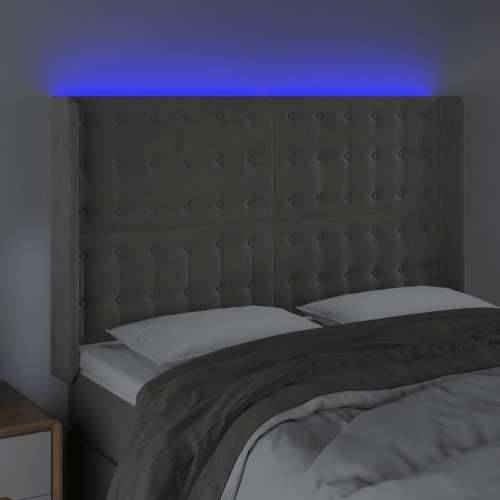 LED uzglavlje svjetlosivo 147 x 16 x 118/128 cm baršunasto - Svjetlosiva 147 x 16 x 118/128 cm 1 Cijena