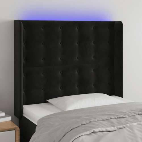 LED uzglavlje crno 103x16x118/128 cm baršunasto - Crna 103 x 16 x 118/128 cm 1 Cijena