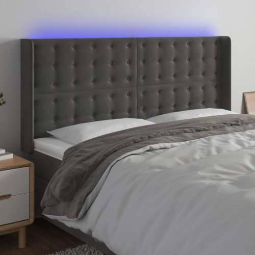 LED uzglavlje tamnosivo 163x16x118/128 cm baršunasto - Tamno siva 163 x 16 x 118/128 cm 1 Cijena