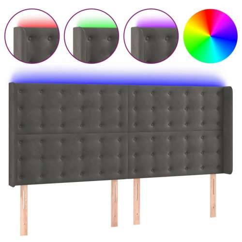 LED uzglavlje tamnosivo 163x16x118/128 cm baršunasto - Tamno siva 163 x 16 x 118/128 cm 1 Cijena