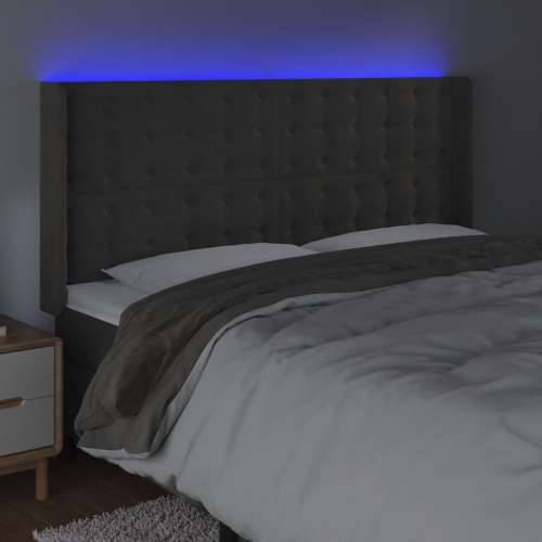 LED uzglavlje tamnosivo 163x16x118/128 cm baršunasto - Tamno siva 163 x 16 x 118/128 cm 1 Cijena