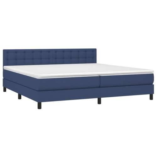Krevet box spring s madracem LED plavi 200x200 cm od tkanine - Plava 200 x 200 cm gumbi Cijena