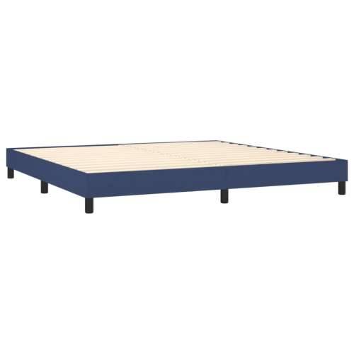 Krevet box spring s madracem LED plavi 200x200 cm od tkanine - Plava 200 x 200 cm gumbi Cijena