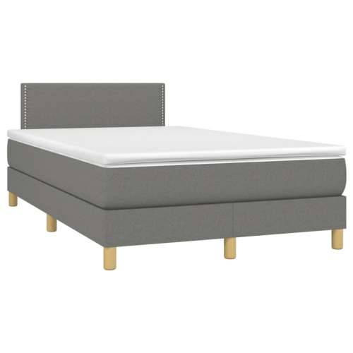 Krevet box spring s madracem LED tamnosivi 120 x 200 cm tkanina - Tamno siva 120 x 200 cm Obično s čavlima Cijena