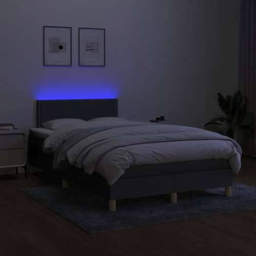Krevet box spring s madracem LED tamnosivi 120 x 200 cm tkanina - Tamno siva 120 x 200 cm Obično s čavlima Cijena