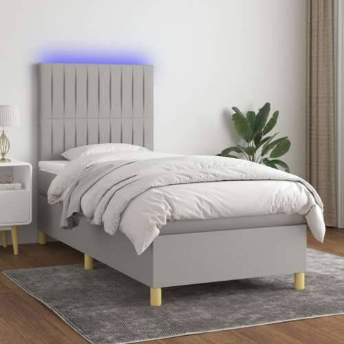 Krevet box spring s madracem LED svjetlosivi 80x200 cm tkanina - Svjetlosiva 80 x 200 cm Okomite pruge Cijena