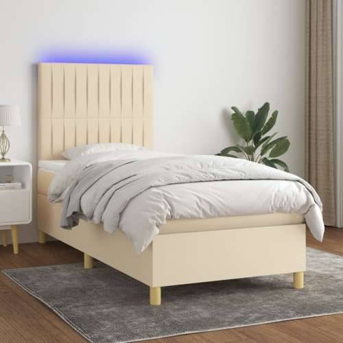 Krevet box spring s madracem LED krem 80 x 200 cm od tkanine - Krema 80 x 200 cm Okomite pruge Cijena