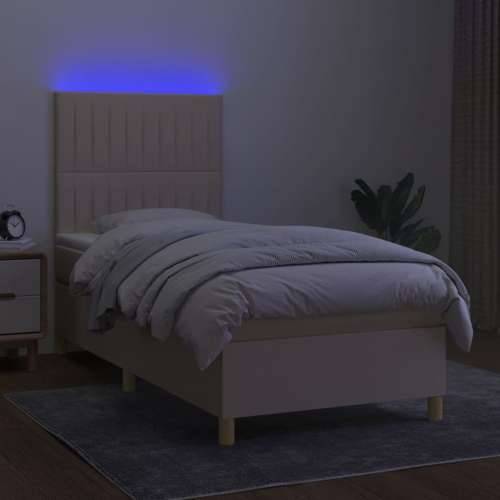 Krevet box spring s madracem LED krem 80 x 200 cm od tkanine - Krema 80 x 200 cm Okomite pruge Cijena
