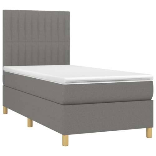 Krevet box spring s madracem LED tamnosivi 80 x 200 cm tkanina - Tamno siva 80 x 200 cm Okomite pruge Cijena