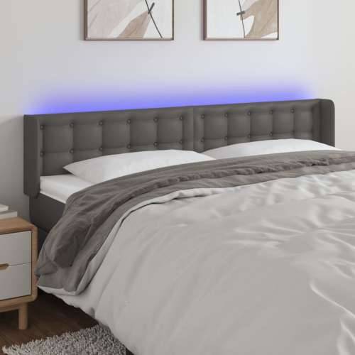 LED uzglavlje sivo 203x16x78/88 cm od umjetne kože - Siva 203 x 16 x 78/88 cm 1 Cijena