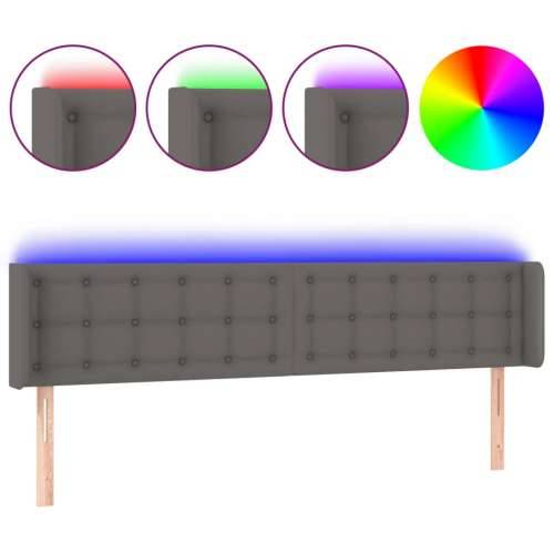 LED uzglavlje sivo 203x16x78/88 cm od umjetne kože - Siva 203 x 16 x 78/88 cm 1 Cijena