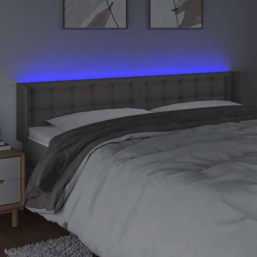LED uzglavlje sivo 203x16x78/88 cm od umjetne kože - Siva 203 x 16 x 78/88 cm 1 Cijena