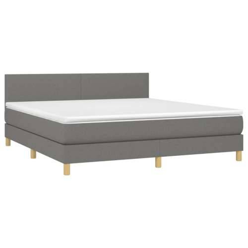 Krevet box spring s madracem LED tamnosivi 160x200 cm tkanina - Tamno siva 160 x 200 cm Gladak dizajn Cijena