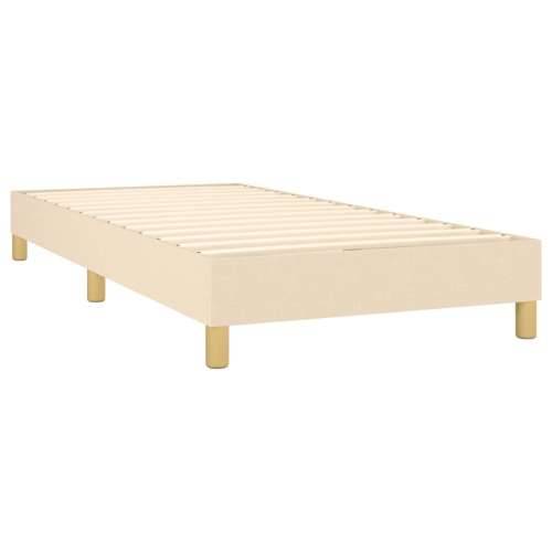 Krevet box spring s madracem LED krem 90x200 cm od tkanine - Krema 90 x 200 cm Obično s čavlima Cijena
