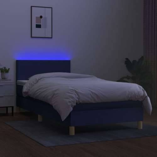 Krevet box spring s madracem LED plavi 100x200 cm od tkanine - Plava 100 x 200 cm Gladak dizajn Cijena