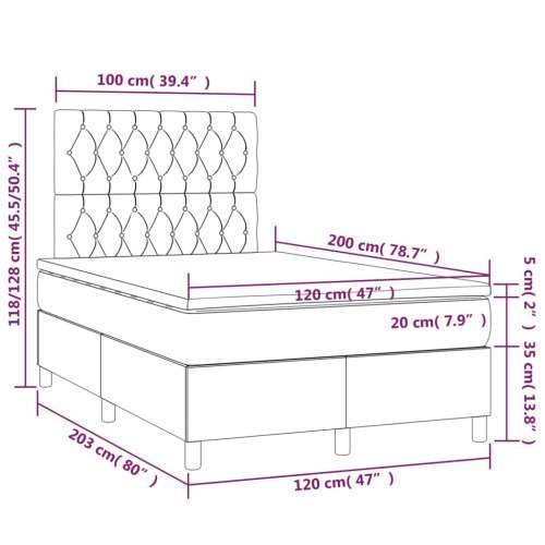 Krevet box spring s madracem LED crni 120 x 200 cm od tkanine Cijena