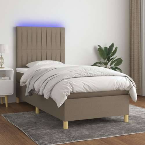 Krevet box spring s madracem LED smeđesivi 80 x 200 cm tkanina - Sivo-smeđa 80 x 200 cm Okomite pruge Cijena