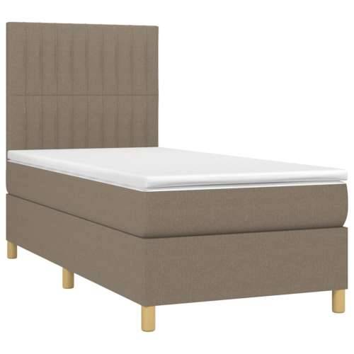 Krevet box spring s madracem LED smeđesivi 80 x 200 cm tkanina - Sivo-smeđa 80 x 200 cm Okomite pruge Cijena
