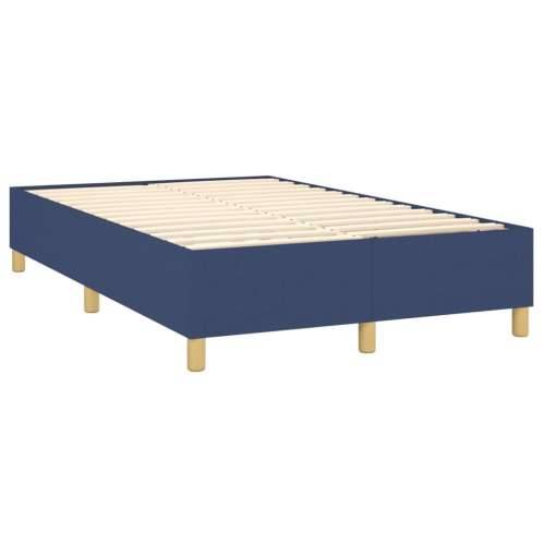 Krevet box spring s madracem LED plavi 120 x 200 cm od tkanine - Plava 120 x 200 cm Dizajn s gumbima Cijena