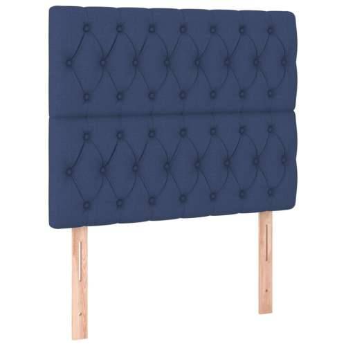 Krevet box spring s madracem LED plavi 120 x 200 cm od tkanine - Plava 120 x 200 cm Dizajn s gumbima Cijena