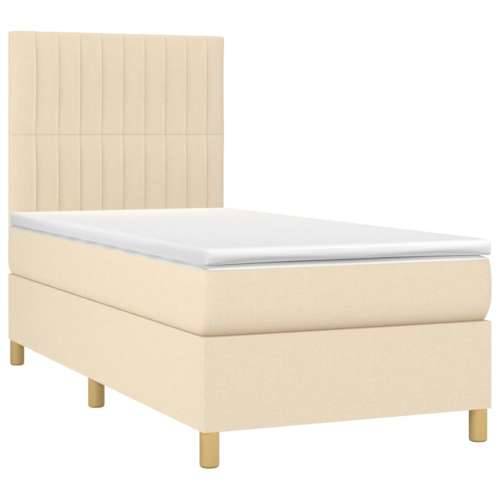 Krevet box spring s madracem LED krem 100x200 cm od tkanine - Krema 100 x 200 cm Okomite pruge Cijena