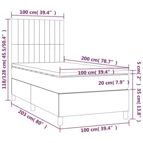 Krevet box spring s madracem LED krem 100x200 cm od tkanine - Krema 100 x 200 cm Okomite pruge Cijena
